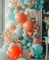 137pcs Moana Summer Birthday Party Supplies, Blue Coral Red Pearl Champagne Gold Balloons with Summer Hibiscus Stickers